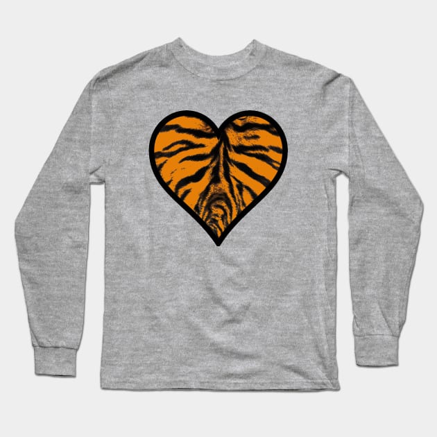 Tiger Stripe Heart Long Sleeve T-Shirt by CatsandBats